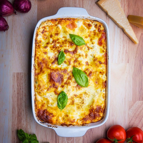 Homemade lasagna preparation